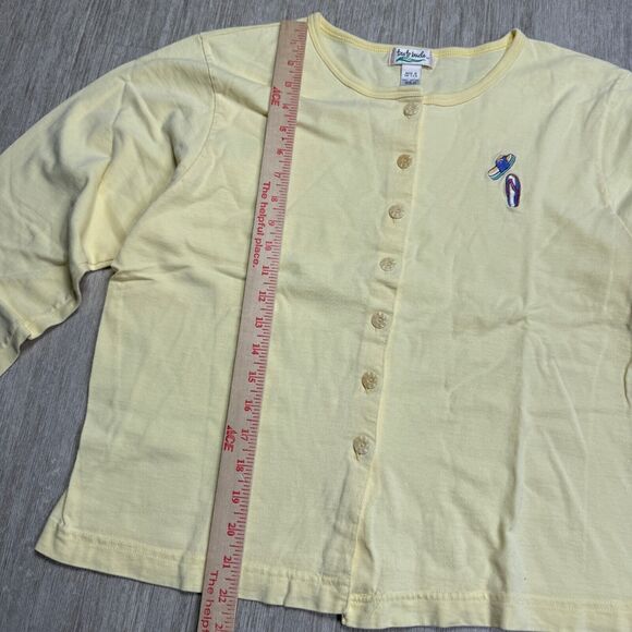 Vintage 90s Womens Button Up Beach Shirt Taste Buds USA Yellow Sandals - Picture 8 of 8